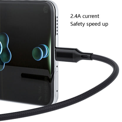 4 PCS 2.4A USB-C / Type-C to USB Braided Fast Charging Sync Data Cable, Length: