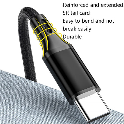 4 PCS 2.4A USB-C / Type-C to USB Braided Fast Charging Sync Data Cable, Length: