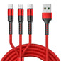 3 in 1 USB to Dual Type-C + Micro USB Quick Charging Sync Data Cable, Output: