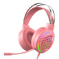 FOREV G99 USB RGBHead-Mounted Wired Headset With Microphone, Style:, Standard Version  (Colorful Light Pink )