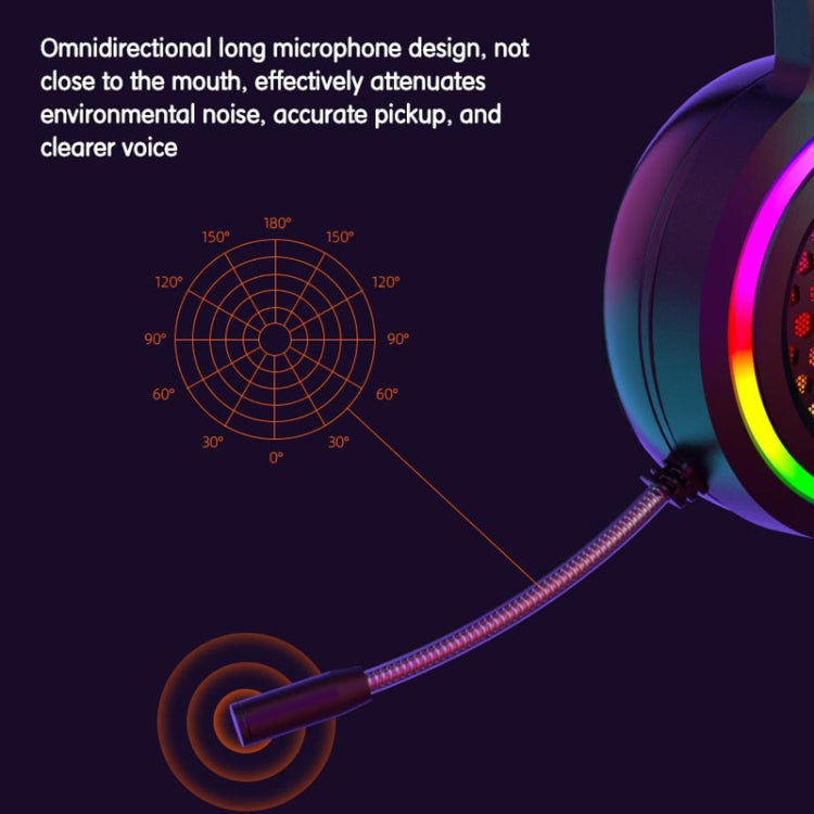 FOREV G99 USB RGBHead-Mounted Wired Headset With Microphone, Style:, Standard Version  (Colorful Light Pink )