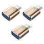 3 PCS USB 3.0 Female to USB-C / Type-C Male OTG Adapte with Indicator Light, 3 PCS with Indicator