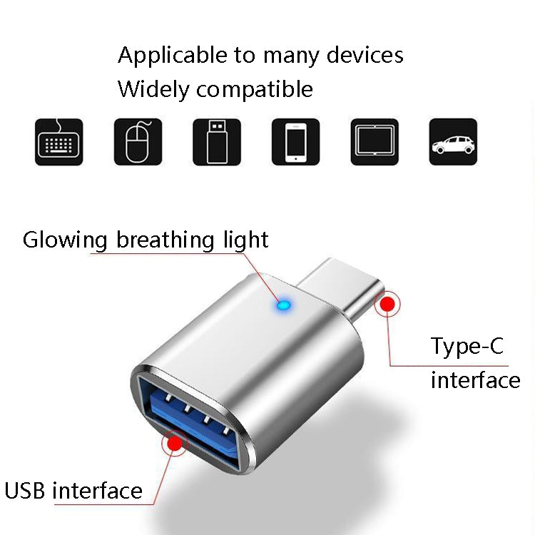 3 PCS USB 3.0 Female to USB-C / Type-C Male OTG Adapte with Indicator Light, 3 PCS with Indicator