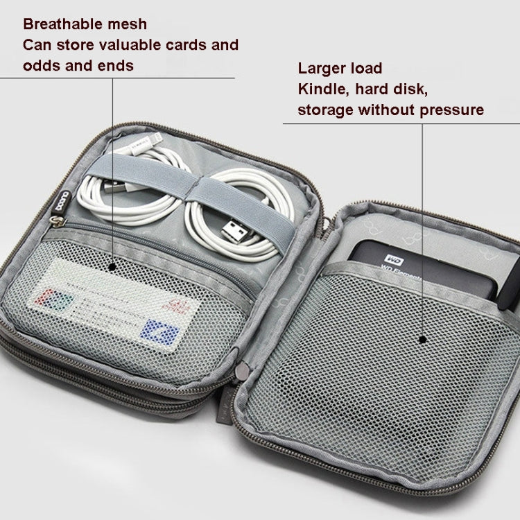 Baona BN-D004 Double-layer Data Cable Storage Bag Digital Accessories Finishing Bag, Grey, Black
