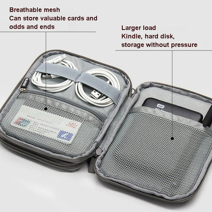 Baona BN-D004 Double-layer Data Cable Storage Bag Digital Accessories Finishing Bag, Grey, Black