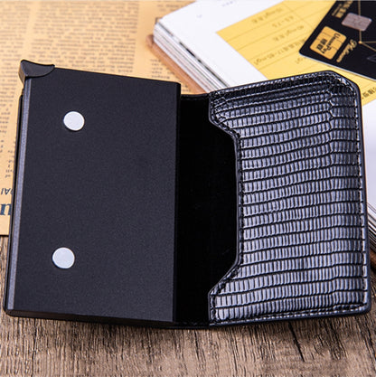 Lizard Pattern RFID Anti-Theft Card Holder With Tracker Hole For Airtag