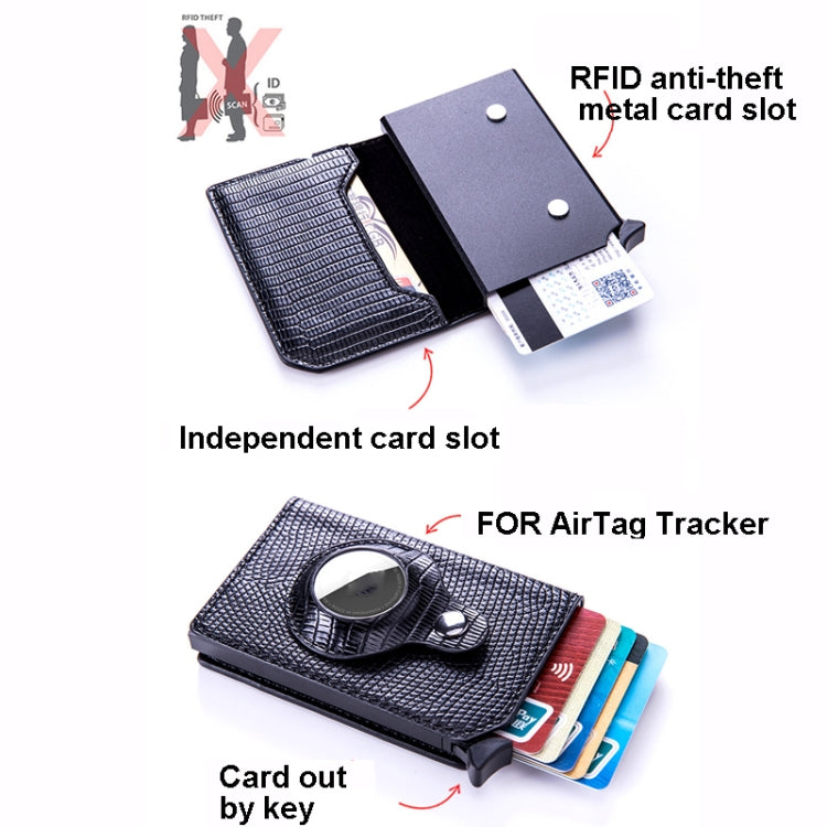 Lizard Pattern RFID Anti-Theft Card Holder With Tracker Hole For Airtag