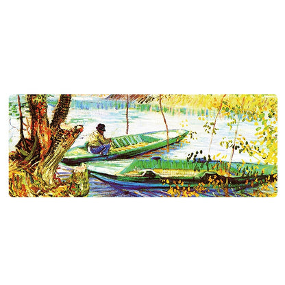 Am002 Large Oil Painting Desk Rubber Mouse Pad, 300x800x5mm Stitched Edges, 400x900x4mm Stitched Edges