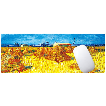 Am002 Large Oil Painting Desk Rubber Mouse Pad, 300x800x5mm Stitched Edges, 400x900x4mm Stitched Edges