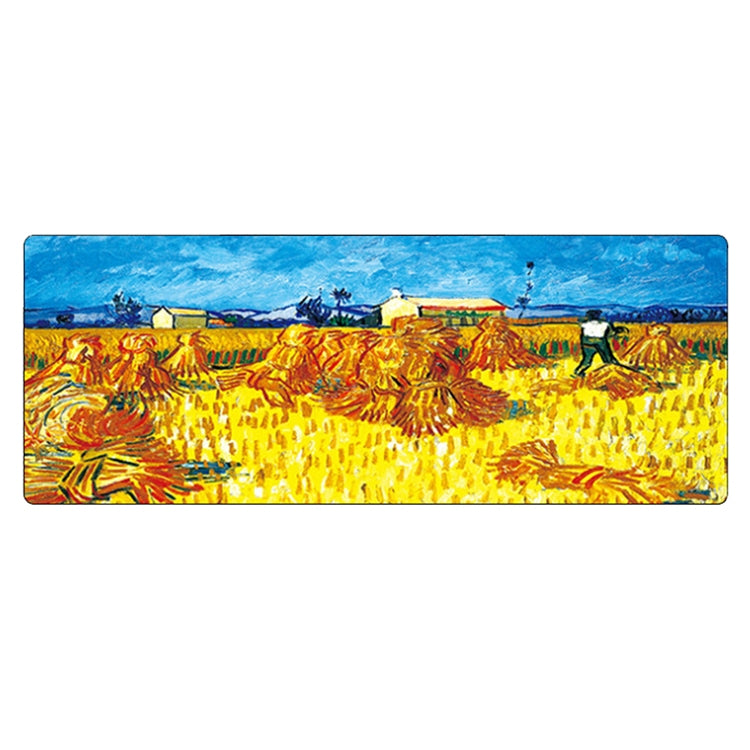 Am002 Large Oil Painting Desk Rubber Mouse Pad, 300x800x5mm Stitched Edges, 400x900x4mm Stitched Edges