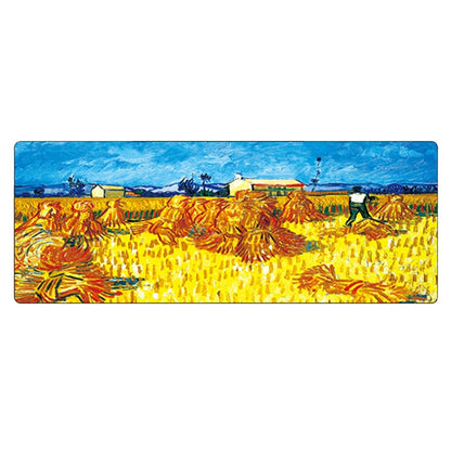 Am002 Large Oil Painting Desk Rubber Mouse Pad, 300x800x5mm Stitched Edges, 400x900x4mm Stitched Edges