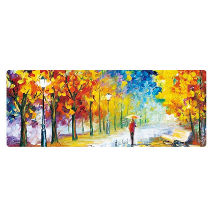 Am002 Large Oil Painting Desk Rubber Mouse Pad, 300x800x5mm Stitched Edges, 400x900x4mm Stitched Edges