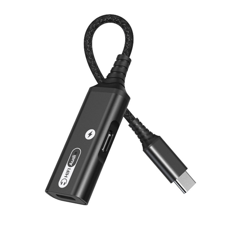 MH338A Dual Type-c / USB-c Adapter Cable Mobile Phone Live Audio Charging Cable, MH338A (Gray), MH338A (Black)