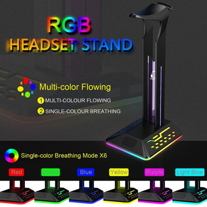 Dual USB RGB Color Changing Gaming Headset Stand