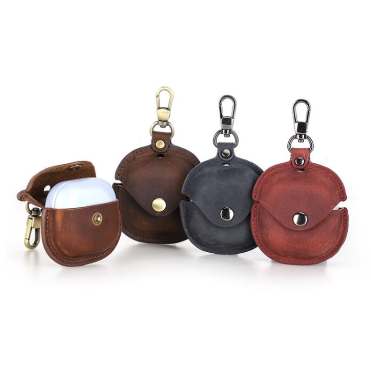 Crazy Horse Leather Wireless Bluetooth Earphone Cover For Samsung Galaxy Buds2