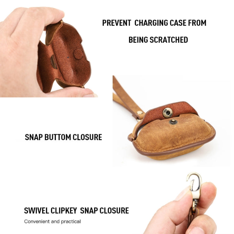 Crazy Horse Leather Wireless Bluetooth Earphone Cover For Sony WF-1000XM4, Brown, Coffee, Blue, Green, Red, Black