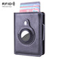 X-80 RFID Anti-theft Brushed Leather Card Holder For AirTag 2nd Gen / AirTag 1st Gen, Black, Blue, Coffee, Apricot, Carbon Fiber Black