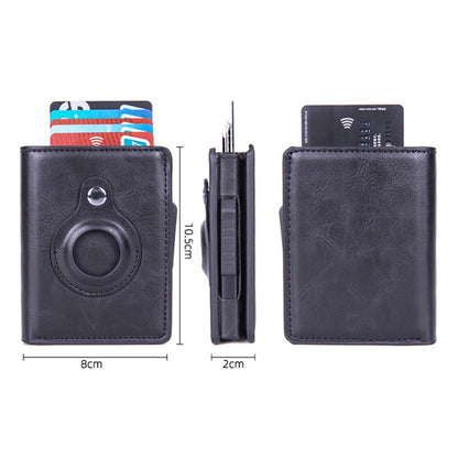 X-80 RFID Anti-theft Brushed Leather Card Holder For AirTag 2nd Gen / AirTag 1st Gen, Black, Blue, Coffee, Apricot, Carbon Fiber Black