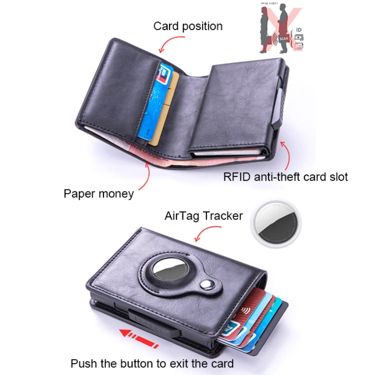 X-80 RFID Anti-theft Brushed Leather Card Holder For AirTag