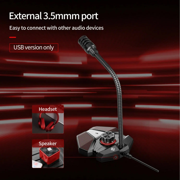 JK Omni-directional Pick-up Microphone Built-in Sound Card  Flexible Gaming Mic, 3.5mm