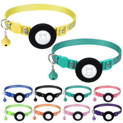 Pet Cat Reflective Collar with Bell for Airtag Tracker