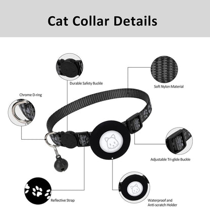 Pet Cat Reflective Collar with Bell for Airtag Tracker