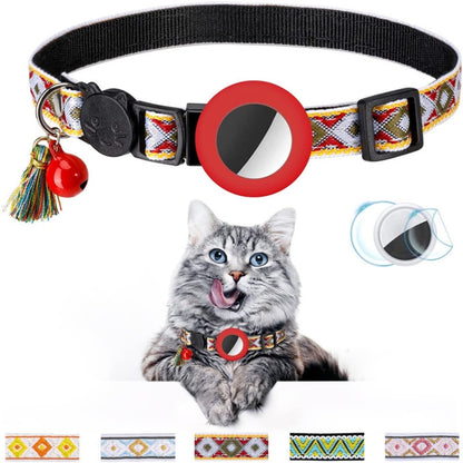 Pet Colored Bell Tassel Collar for AirTag 2nd Gen / AirTag 1st Gen, Yellow, Green, Blue, Purple, Deep Blue, White, Red, Pink, Orange, Yellow Green