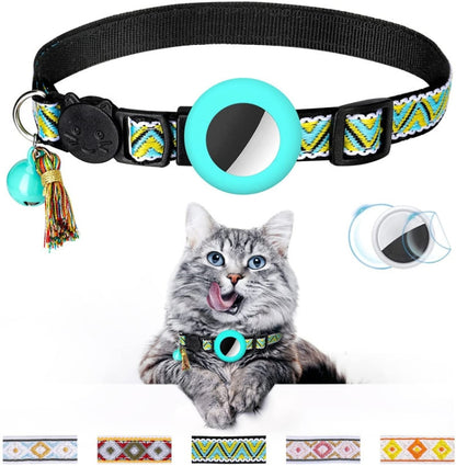 Pet Colored Bell Tassel Collar for AirTag 2nd Gen / AirTag 1st Gen, Yellow, Green, Blue, Purple, Deep Blue, White, Red, Pink, Orange, Yellow Green