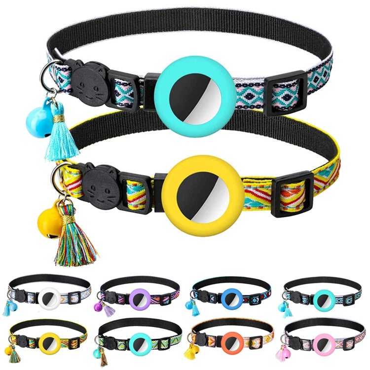 Pet Colored Bell Tassel Collar for AirTag 2nd Gen / AirTag 1st Gen, Yellow, Green, Blue, Purple, Deep Blue, White, Red, Pink, Orange, Yellow Green