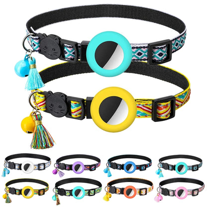 Pet Colored Bell Tassel Collar for AirTag 2nd Gen / AirTag 1st Gen, Yellow, Green, Blue, Purple, Deep Blue, White, Red, Pink, Orange, Yellow Green