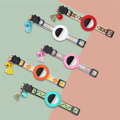 Pet Colored Bell Tassel Collar for AirTag 2nd Gen / AirTag 1st Gen, Yellow, Green, Blue, Purple, Deep Blue, White, Red, Pink, Orange, Yellow Green
