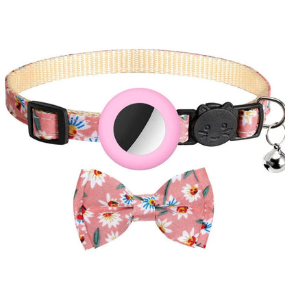 Anti-Lost Printed Bow Pet Collar with Bell for AirTag