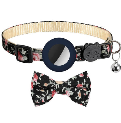 Anti-Lost Printed Bow Pet Collar with Bell for AirTag 2nd Gen / AirTag 1st Gen, Yellow, Blue, Pink, Deep Blue, Orange, Mint Green