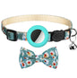 Anti-Lost Printed Bow Pet Collar with Bell for AirTag 2nd Gen / AirTag 1st Gen, Yellow, Blue, Pink, Deep Blue, Orange, Mint Green