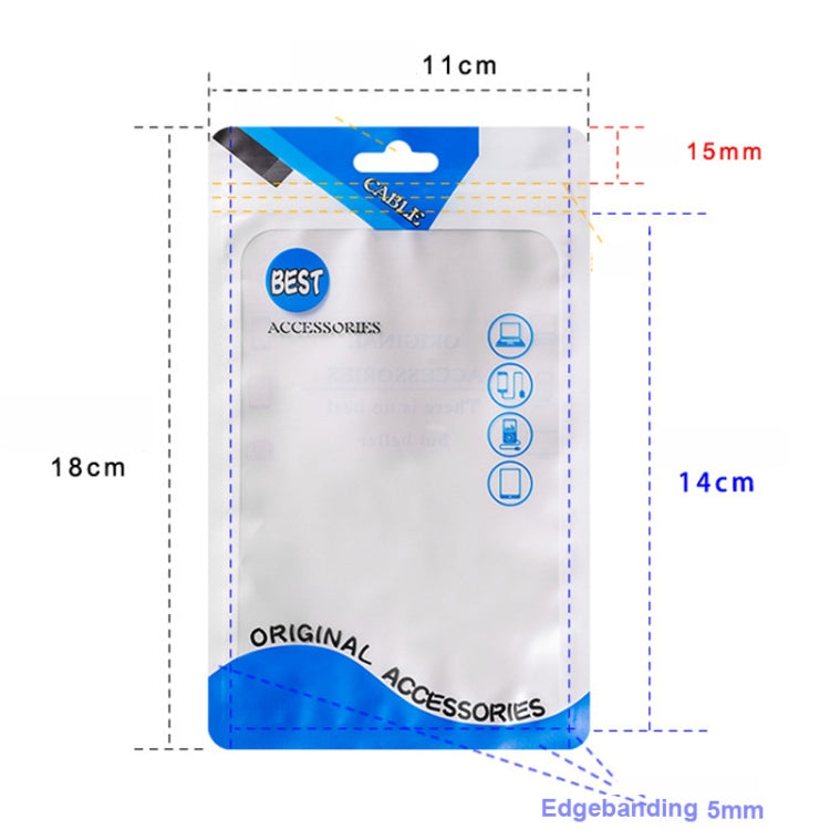 100 PCS  Charging Cable U Disk Universal Color Printing Sealing Pocket, 11x18cm Blue Matte, 11x18cm Red Matte, 11x18cm Green Matte