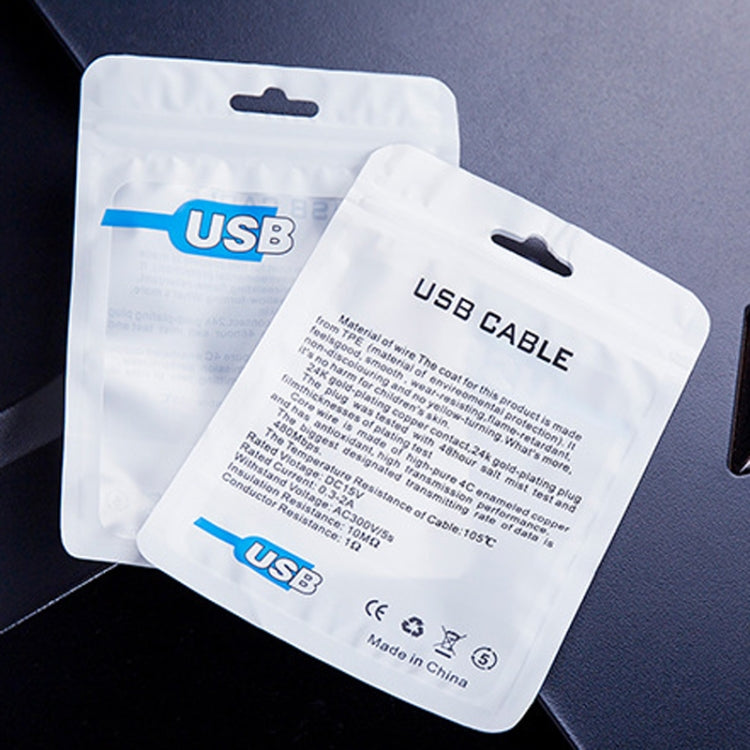 100 PCS  USB Cable Packaging Bag Data Cable Bag Ziplock Bag, 7.5 x 12cm, 10.5 x 15 cm