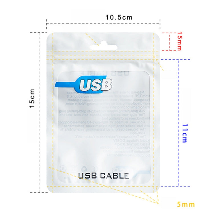 100 PCS  USB Cable Packaging Bag Data Cable Bag Ziplock Bag, 7.5 x 12cm, 10.5 x 15 cm
