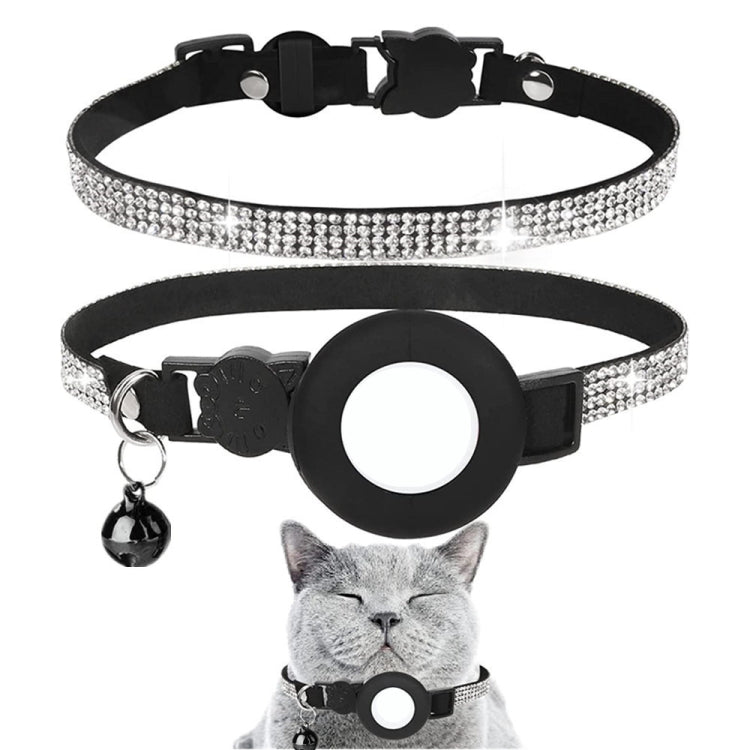 Rhinestone Pet Collar with Bell for Airtag Tracker Case, White Diamond Black, Color Diamond Pink, Color Diamond Black