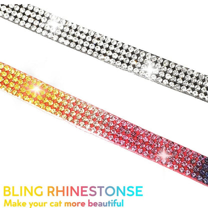 Rhinestone Pet Collar with Bell for Airtag Tracker Case