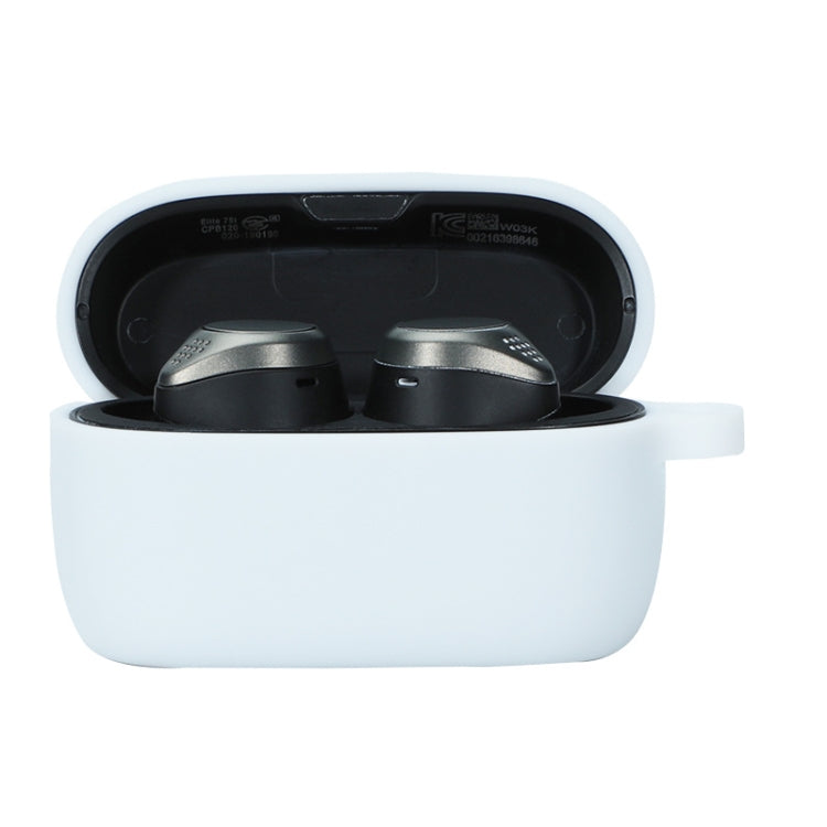 For Jabra Elite75T Sports Bluetooth Headphones Soft Silicone Case with hooks, Black, White, Pink, Red, Matcha Green, Wine Red, Yellow, Grass Green, Noon Blue