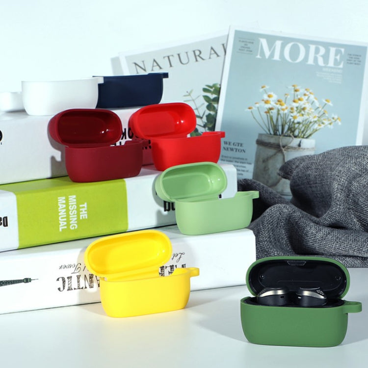 For Jabra Elite75T Sports Bluetooth Headphones Soft Silicone Case with hooks, Black, White, Pink, Red, Matcha Green, Wine Red, Yellow, Grass Green, Noon Blue