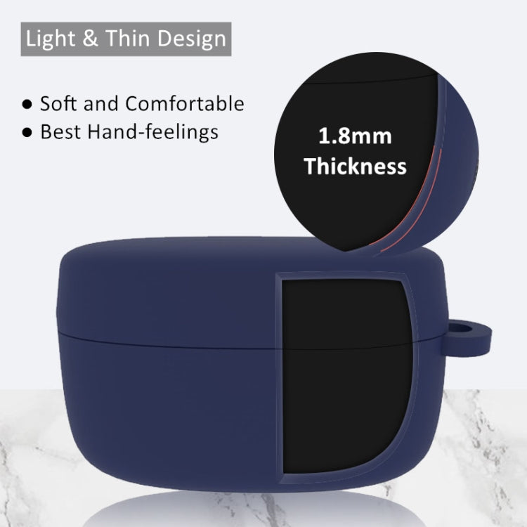 For Jabra Elite75T Sports Bluetooth Headphones Soft Silicone Case with hooks, Black, White, Pink, Red, Matcha Green, Wine Red, Yellow, Grass Green, Noon Blue