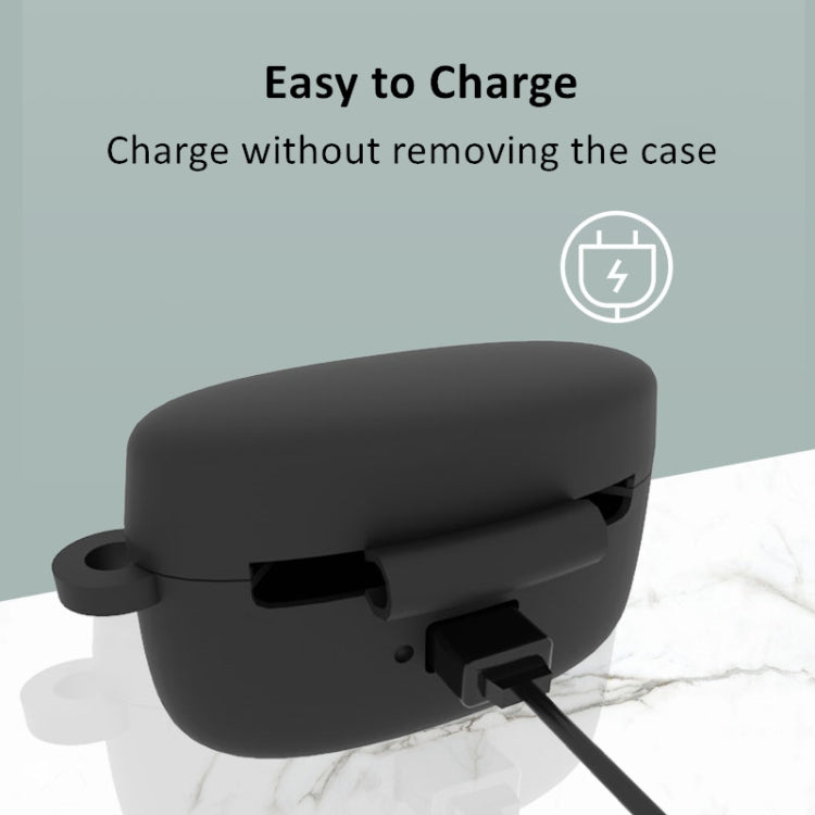 For Jabra Elite75T Sports Bluetooth Headphones Soft Silicone Case with hooks, Black, White, Pink, Red, Matcha Green, Wine Red, Yellow, Grass Green, Noon Blue