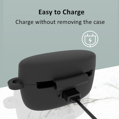 For Jabra Elite75T Sports Bluetooth Headphones Soft Silicone Case with hooks, Black, White, Pink, Red, Matcha Green, Wine Red, Yellow, Grass Green, Noon Blue