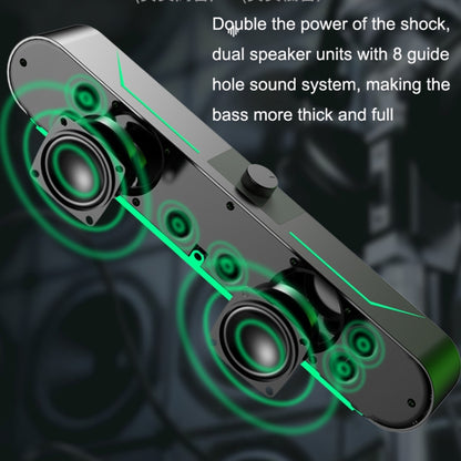 LED Luminous HIFI Stereo Computer Speakers Long Gaming Wired Audio