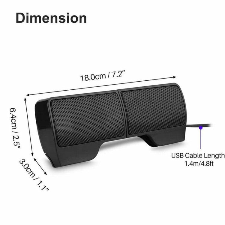 Mini Clip-On USB Stereo Speaker Soundbar for Notebook Laptop PC Desktop Tablet