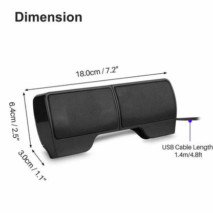 Mini Clip-On USB Stereo Speaker Soundbar for Notebook Laptop PC Desktop Tablet