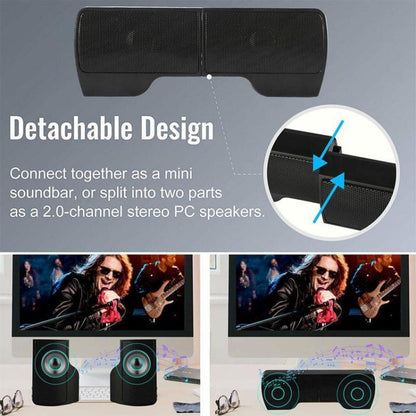 Mini Clip-On USB Stereo Speaker Soundbar for Notebook Laptop PC Desktop Tablet