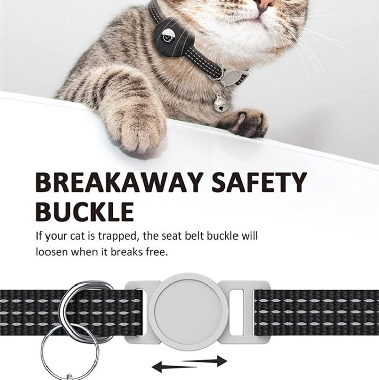 For AirTag Tracker Silicone Case Reflective Pet Cat Collar With Bell