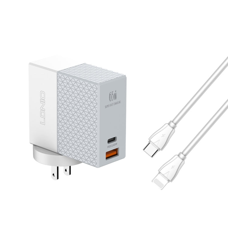 LDNIO A2620C 65W Universal Phone Tablet Charger Type-C/USB-C Port Fast Charger, 65W EU Plug, 65W UK Plug, 65W US Plug